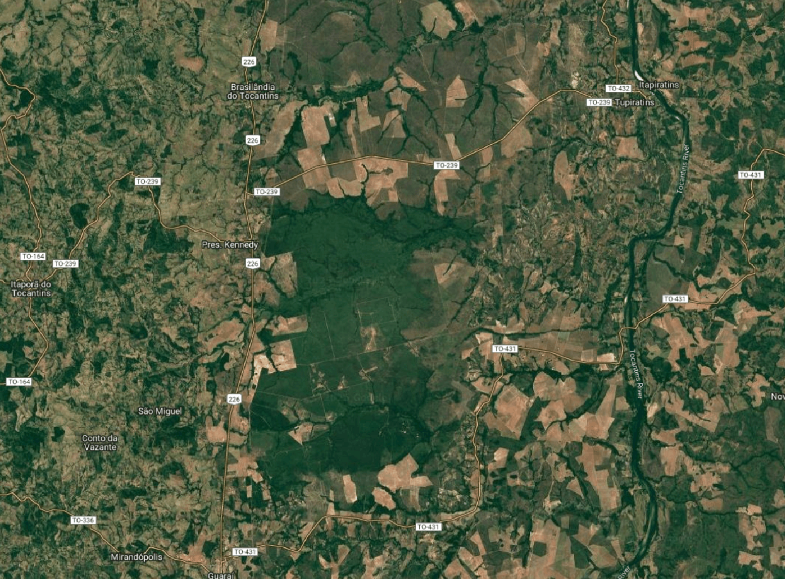 Deforestation animation in Tocantins, Brazil